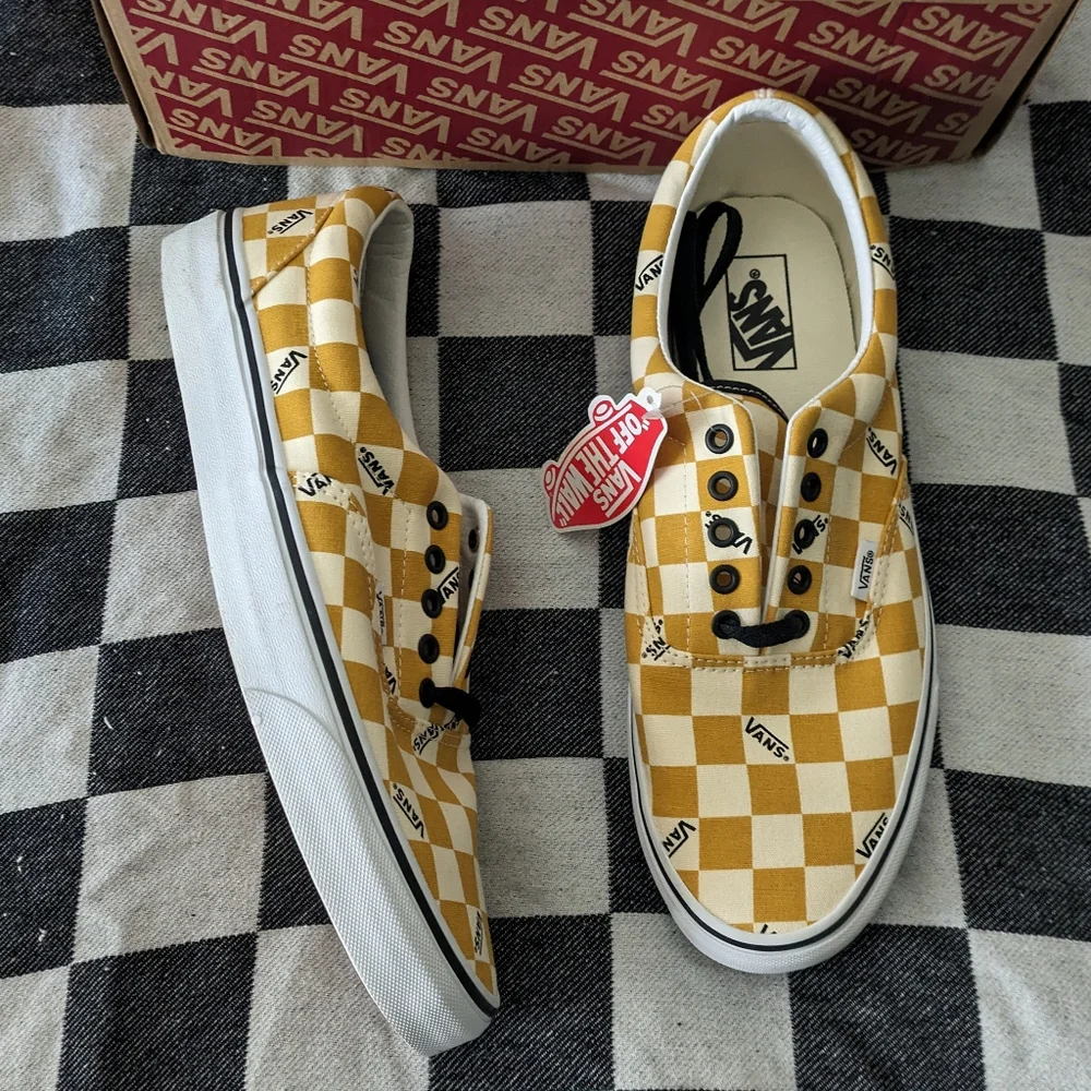 Vans Era Big Check Men 11.5 Yolk Yellow And White Classic 072026 - Picture 2 of 10